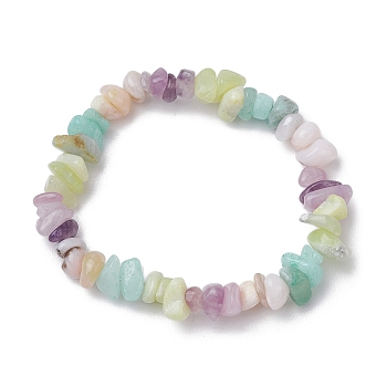 Natural Gemstone Chip Stretch Bracelets for Women, Inner Diameter: 2-1/4 inch(5.8cm)