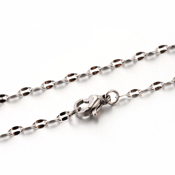304 Stainless Steel Link Chain Necklaces, with Lobster Claw Clasps, Stainless Steel Color, 17.7 inch(45cm), 2.5mm
