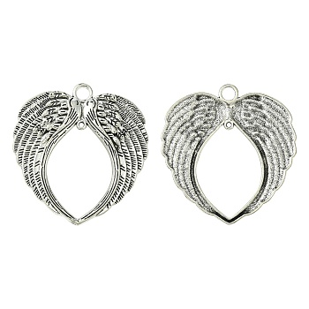 Tibetan Style Alloy Big Pendant, Wings Charms, Antique Silver, 72.5x68x4mm, Hole: 6mm & 2.5mm