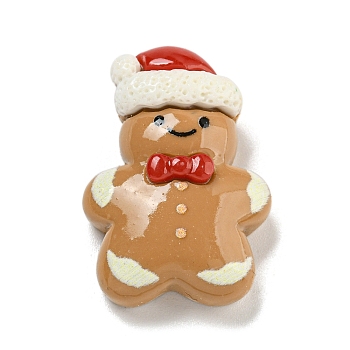 Christmas Opaque Resin Decoden Cabochons, Gingerbread Man, 27.5x19.5x9mm