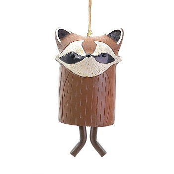 Resin Animal Wind Chime, for Garden Outdoor Hanging Decoration, Raccoon, 135x75x55mm