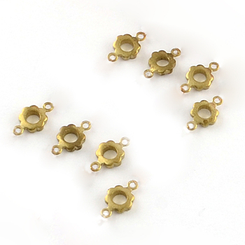 Brass Links connectors, Flower, Raw(Unplated), 10x6mm
