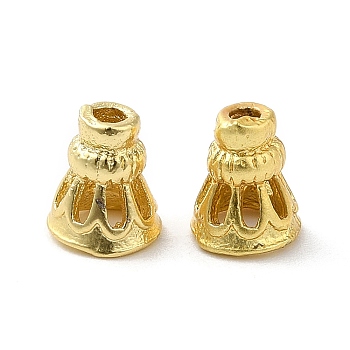 Rack Plating Brass Cord Ends, End Caps, Lead Free & Cadmium Free Free, Long-Lasting Plated, Real 18K Gold Plated, 6.5x5.5x5.5mm, Hole: 1mm