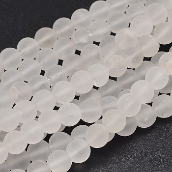 Frosted Round Natural Quartz Crystal Beads Strands, 8mm, Hole: 1mm, about 47~51pcs/strand, 15.1 inch