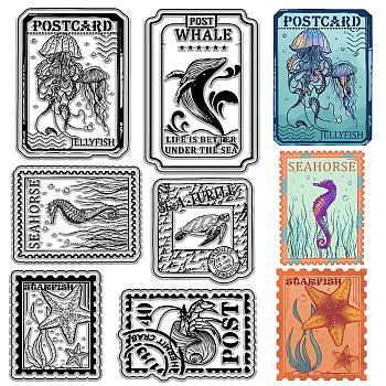 Custom PVC Plastic Clear Stamps, for DIY Scrapbooking, Photo Album Decorative, Cards Making, Stamp Sheets, Film Frame, Marine Animal, 160x110x3mm