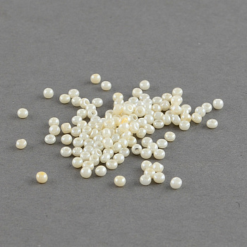 12/0 Grade A Round Glass Seed Beads, Ceylon, Creamy White, 2x1.7mm, Hole: 0.3mm, about 30000pcs/bag
