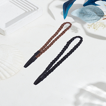 2Pcs 2 Colors Wigs Headbands, Braided Long Hair Extensions, Ponytail Holder for Women Girls, Mixed Color, show in Picture