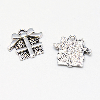 Tibetan Style Alloy Charms, Christmas Gift, Cadmium Free & Nickel Free & Lead Free, Antique Silver, 15x16x2mm, Hole: 1mm, about 790pcs/1000g