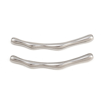 304 Stainless Steel Beads, Wavy Tube, Stainless Steel Color, 65x7x5mm, Hole: 2mm