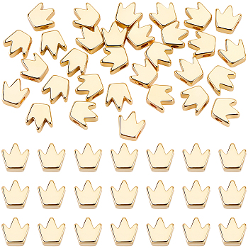 50Pcs Brass Beads, Long-Lasting Plated, Crown, Real 18K Gold Plated, 5.5x5.5x2~3mm, Hole: 1.4mm