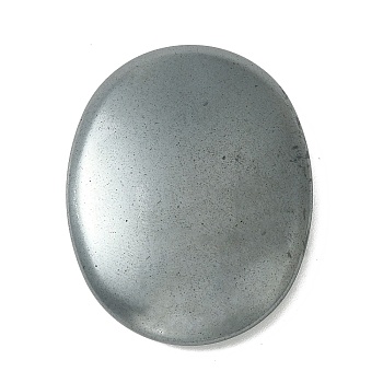 Electroplated Synthetic Non-Magnetic Hematite Worry Stone for Anxiety, Oval, 45x35x7.8mm