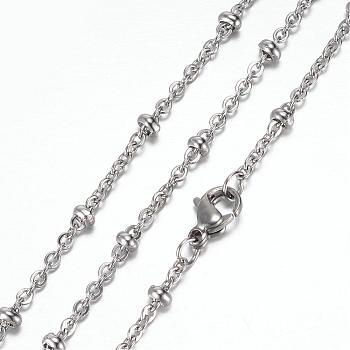 304 Stainless Steel Cable Chain Necklaces, with Lobster Claw Clasps, Stainless Steel Color, 19.8 inch(50.5cm), 2~3mm