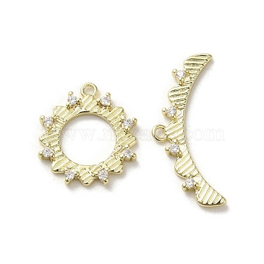 Golden Flower Brass+Cubic Zirconia Toggle Clasps