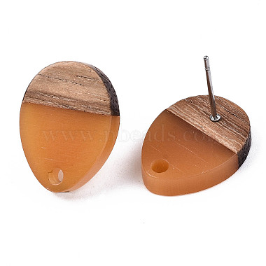 Resin & Walnut Wood Stud Earring Findings(MAK-N032-006A-A03)-3