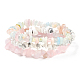 3Pcs 3 Styles Chips Natural Rose Quartz & Morganite & Howlite Beaded Stretch Bracelets Sets(BJEW-FS0001-01)-1