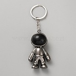 Plastic Keychain, Spaceman, Gray, 10.5cm(KEYC-WH0029-97F)
