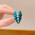 Leaf Shape Alloy Enamel Lapel Pins for Backpack Clothes, Golden, Green, 33x21.5mm(JEWB-B037-02G-01)
