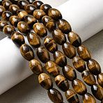 Natural Tiger Eye Beads Strands, Rice, Grade AB+, 12x8~8.5mm, Hole: 0.8mm, about 30pcs/strand, 14.69 inch(37.3cm)(G-A275-A01-8x12mm-AB)