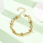 304 Stainless Steel Knot Link Chain Bracelets, Dapped Chains Bracelets for Women, Golden, 6.89 inch(17.5cm)(BJEW-F536-06G)