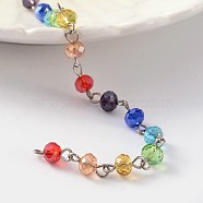 Platinum Tone Iron Handmade Glass Beaded Chains, Unwelded, For Necklaces Bracelets Making, Colorful, 39.3 inch(AJEW-JB00208)