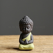 Ceramics Buddha Statue, for Home Office Feng Shui Ornament, Yellow, 31x32x75mm(PW-WG40196-02)
