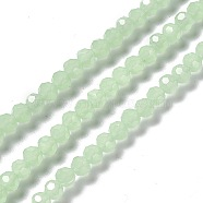 Faceted(32 Facets) Glass Beads Strands, Round, Light Green, 6x5.5mm, Hole: 1.2mm, about 95pcs/strand, 22.24''(56.5cm)(GLAA-E037-03A-01)