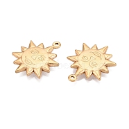 Ion Plating(IP) 304 Stainless Steel Pendants, Sun with Human Face Charm, Real 18K Gold Plated, 30.5x23.5x4mm, Hole: 1.8mm(STAS-T064-42G)