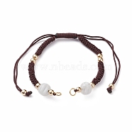 Adjustable Nylon Thread Braided Bracelet Making, with Millefiori Lampwork Beads, Golden Plated Brass Beads and 304 Stainless Steel Jump Rings, Coconut Brown, 6 inch(15.3cm)~11-1/2 inch(29.3cm) (AJEW-JB00851-02)