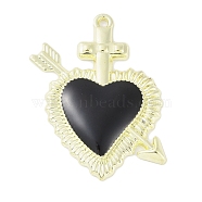 Rack Plating Alloy Enamel Pendants, Cadmium Free & Nickel Free & Lead Free, Heart with Arrow Charm, Golden, 33.5x26x3mm, Hole: 1.5mm(PALLOY-F018-34G-01)