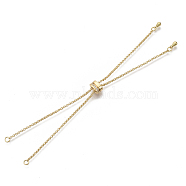 Brass Slider Bracelets Making, Bolo Bracelets, with Clear Cubic Zirconia and Rolo Chain, Real 18K Gold Plated, 9-7/8 inch(25cm)x1.5mm, Hole: 2mm(KK-S061-161G)