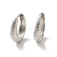 Long-Lasting Plated Brass Hoop Earrings, Croissant Earrings for Women, Cadmium Free & Lead Free, Real Platinum Plated, 20.5x20x4~5mm, Pin: 1mm(X-EJEW-K093-13P)