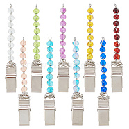 Round Crackle Glass Beaded Credit Card Clip Puller, Iron Card Clip Grabber, Mixed Color, 95mm, 9 colors, 1pc/color, 9pcs/set(AJEW-AB00072)