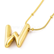 Ion Plating(IP) Initial Letter 304 Stainless Steel Pendant Necklaces, Real 18K Gold Plated, Letter W, 15.91 inch(40.4cm), Pendant: 19.3x17.3mm(NJEW-R265-05G-W)