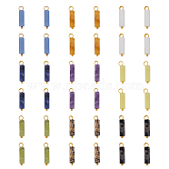 36Pcs 9 Styles Natural Mixed Gemstone Pendants, Column Charms with Golden Tone Brass Loops, 20x4~5mm, Hole: 2.5mm, 4pcs/style(PALLOY-AB00100)