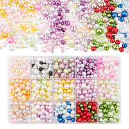 Elite 15 Colors ABS Plastic Beads, Imitation Pearl, Round, Mixed Color, 3~8mm, Hole: 1.2~1.8mm(KY-PH0001-54)