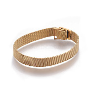 Iron Mesh Chain Bracelet Making, with Magnetic Clasps, Fit Slide Charms, Golden, 9-1/8 inch(23cm), 10x1.5mm(MAK-E667-01G)