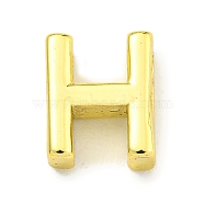 Brass Beads, for Personalized Name Necklace Making, Real 18K Gold Plated, Letter H, 8.5x6.8x3mm, Hole: 1.8x1mm(KK-K354-07G-H)