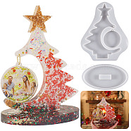 Epoxy Resin Casting Molds, Christmas Tree Picture Frame Silicone Molds, White, Tree: 212x173x16mm, Base: 159x85x16mm(DIY-Q029-01A)