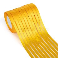 Single Face Solid Color Satin Ribbon, for Bows Crafts, Gifts Party Wedding Decoration, Gold, 3/8 inch(9~10mm), about 25yards/roll(22.86m/roll), 10rolls/group, 250yards(228.6m/group)(SRIB-S051-10mm-016)