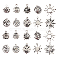 100Pcs 10 Styles Tibetan Style Alloy Charms, Cadmium Free & Lead Free, Sun, Antique Silver, 14x12x3mm, Hole: 1.5mm, 10pcs/style(TIBEP-CJ0001-59)