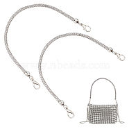 Elite Alloy Rhinestone Bag Strap, with Lobster Clasp, for Bag Straps Replacement Accessories, Platinum, 34x0.8cm, 2pcs/box(PURS-PH0001-13)