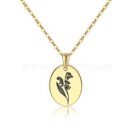 Brass Birth Month Flower Pendant Necklace, Floral Dainty Jewelry for Women, May Lily, 17.72 inch(45cm)(HUDU-PW0001-034E-1)