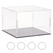 Rectangle Transparent Acrylic Minifigures Display Boxes with Black Base, for Models, Building Blocks, Doll Display Holders, Clear, 16x16x10.5cm(ODIS-WH0030-51B)