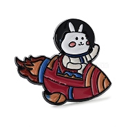 Rabbit Spaceman Enamel Pin, Alloy Brooch for Backpack Clothes, FireBrick, 27.5x30x2mm(JEWB-P033-02B)