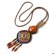 Colorful Woven Shells Pendant Necklaces for Women, with Hemp Ropes(KH6555-3)