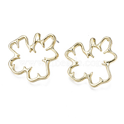 Alloy Stud Earrings, Cadmium Free & Lead Free, Flower, Light Gold, 32x31mm, Pin: 0.7mm(EJEW-T013-02LG-RS)