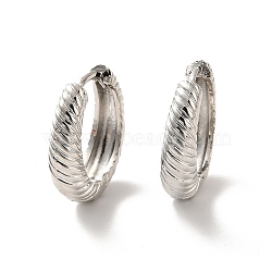 Long-Lasting Plated Brass Hoop Earrings, Croissant Earrings for Women, Cadmium Free & Lead Free, Real Platinum Plated, 20.5x20x4~5mm, Pin: 1mm(X-EJEW-K093-13P)