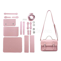 DIY Imitation Leather Crossbody Bag, with Thread, Scissor, Needles, Iron Finding, Pink, 0.9~129x0.13~25.2x0.05~0.7cm(DIY-WH0043-64C)