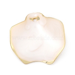 Alloy Enamel Pendants, Flower Petal Shape, Creamy White, 22x20x4mm, Hole: 1.5mm(ENAM-P241-01A-03)