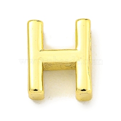 Brass Beads, Real 18K Gold Plated, Letter H, 8.5x6.8x3mm, Hole: 1.8x1mm(KK-K354-07G-H)